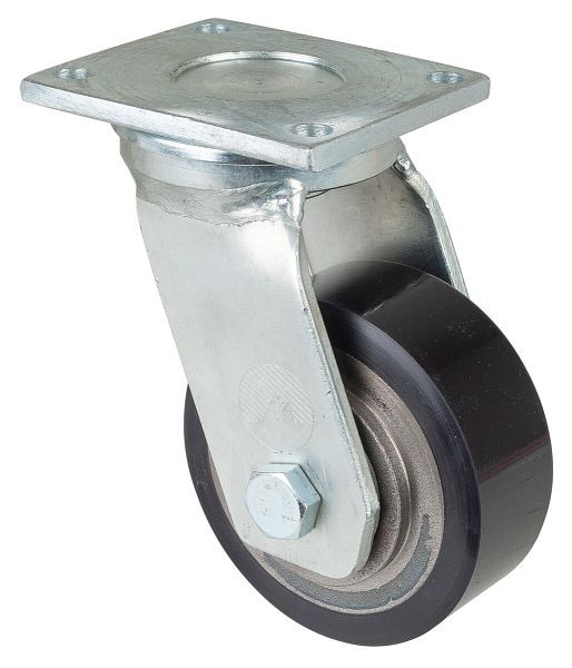BS Rollen Schwerlastrolle, Rad-Breite 40 mm, Rad-Ø 100 mm, Tragfähigkeit 290 kg, Guss-Polyurethan 78 Shore A, Radkörper Guss, Kugellager, RR100.C11.100