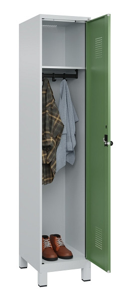 C+P Spind Evolo PLUS, mit Füßen, 1 Abteil, 1950x400x500mm, 7035/6011, Verschluss Drehriegel, Ablageböden 1, 049010-12 S10010