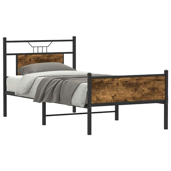 vidaXL Bettgestell ohne Matratze Räuchereiche 90x190 cm Holzwerkstoff, 4106918