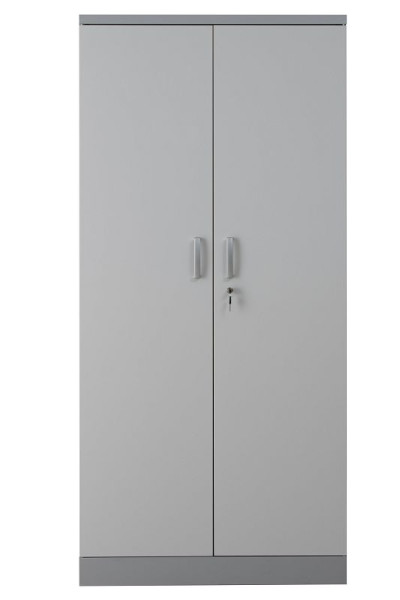 Gürkan Flügeltürenschrank, 42 x 92 x 195 cm, Silber, Grau, Fachboden Stück 4, FLC/WD.19, 100123
