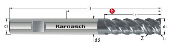 Karnasch VHM - Nut- und Schruppfräser d= 8,0/r=0,5/L2= 24/Z=4 XP-772 Extrem Rapid Cutter, 306432080005024