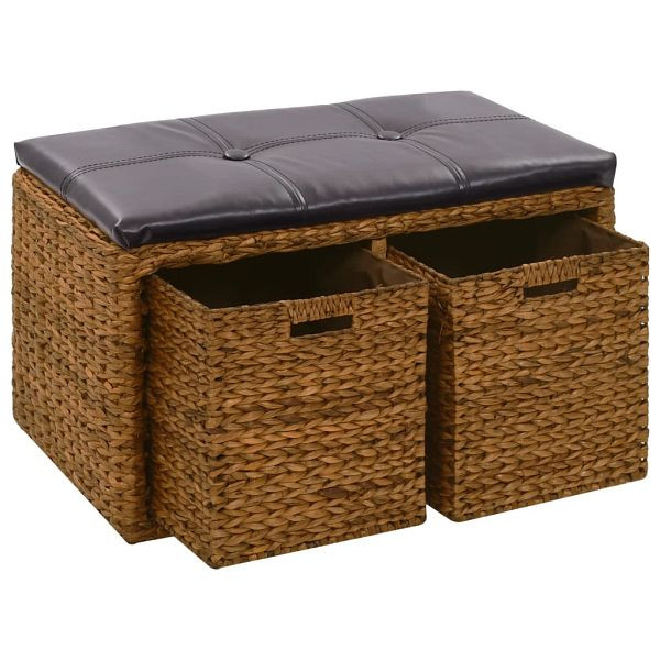 vidaXL Sitzbank mit 2 Körben Seegras 71×40×42 cm Braun, 246118