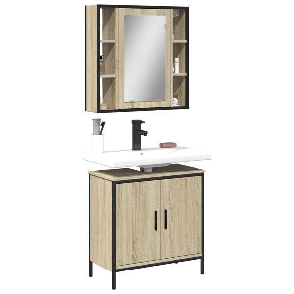 vidaXL 2-tlg. Badmöbel-Set Sonoma-Eiche Holzwerkstoff, 3214721