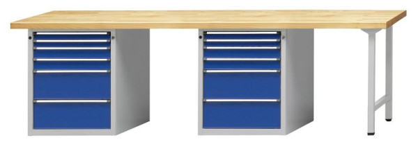 ANKE Werkbänke Kombiwerkbank, Modell 914 V, 2800 x 700 x 890 mm, RAL 7035/5010, BMP 40 mm, 411.529