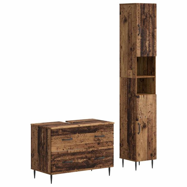 vidaXL 2-teiliges Badezimmer Schrank Set HAARLEM Altholz Holzwerkstoff, 3417538