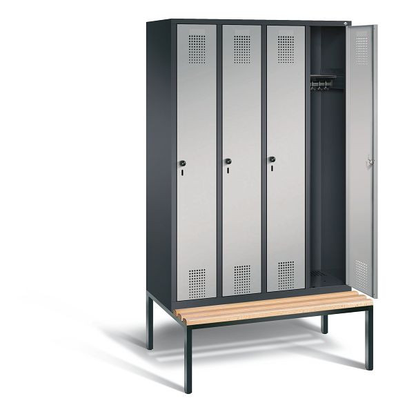 C+P Garderobenschrank Evolo, H2090xB1190xT815mm, Farbe: Schwarzgrau / Weißaluminium, 48050-40 S10051