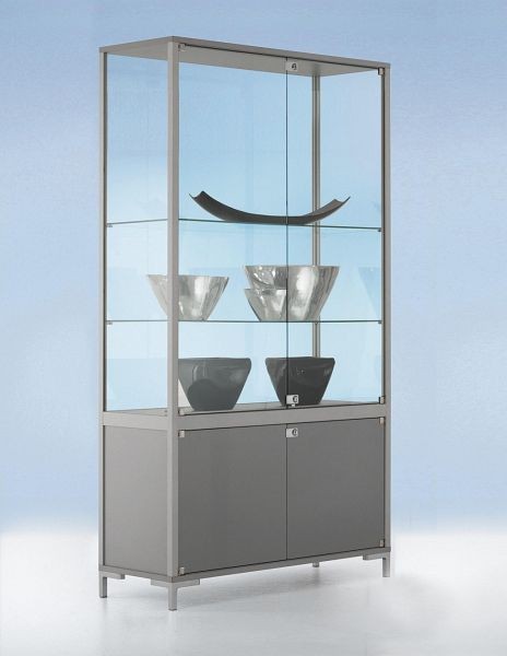 BST Staufachvitrine, Dekor-Silber, 3 Böden, 800x400x1860mm, LINK-V80440