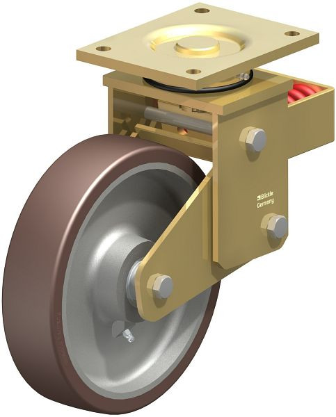 Blickle LSFN-GB 250K Stahlgeschweißte Schwerlast-Lenkrolle mit Stahlfeder, Blickle Besthane®, Braun, 755399