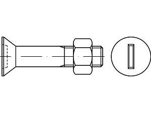 Senkschrauben mit Schlitz DIN 7969 Mu 4.6 / CE M 12 x 65 galvanisch verzinkt VE=S (50 Stück)