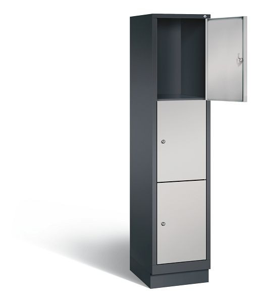C+P Schließfachschrank Evolo, H1800xB420xT500mm, Farbe: Schwarzgrau / Weißaluminium, 48020-123 S10105