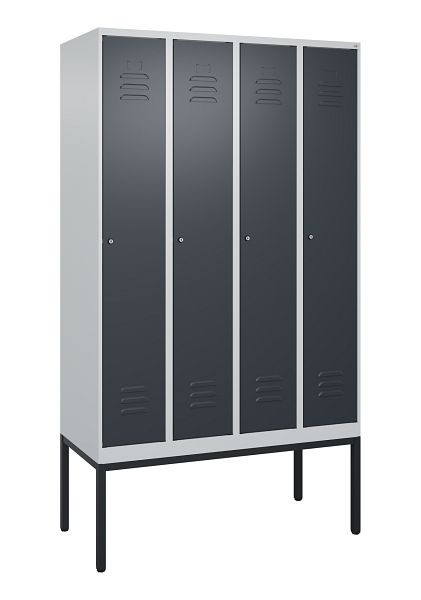 C+P Umkleidespind Classic PLUS, Gestell, 4 Abteile, 2120x1200x500mm, 7035/7016, Zylinderschlösser, 0800307-40 S10023