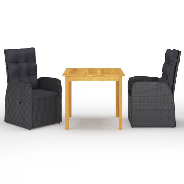 vidaXL 3-teilig Garten-Essgruppe Schwarz, 3067717, 8720286337639
