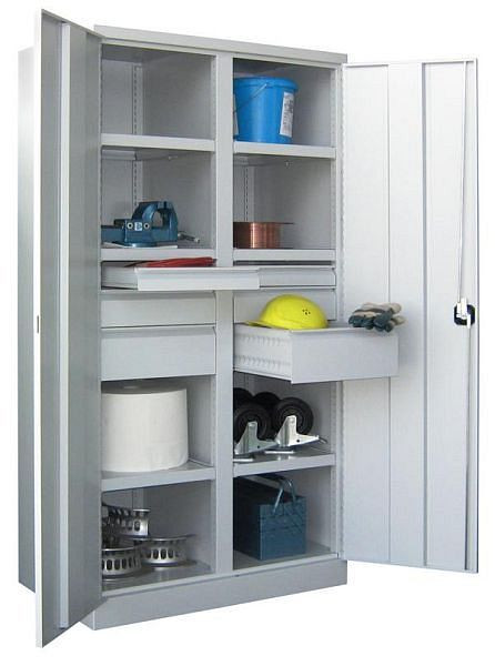 Pavoy Schwerlastschrank 1950/630/1040, Drehgriff, Trennwand, 6 Böden, Schubladen: 2x75, 2x125, 2x175, 36363-104-005-910905