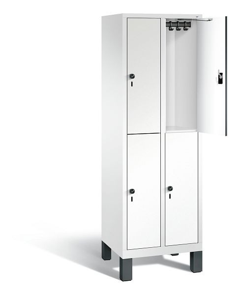 C+P Spind doppelstöckig Evolo, H1850xB610xT500mm, Farbe: Verkehrsweiß / Dekor Weiß, 48310-20 S10427