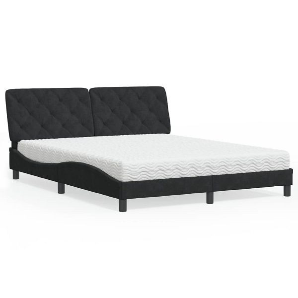 vidaXL Bett mit Matratze Schwarz 160x200 cm Samt, 3208666