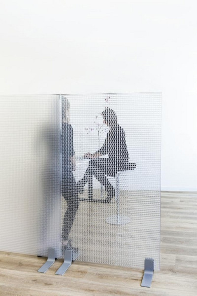 Deskin Lichtdurchlässige Schallschutz-Trennwand satiniert, 2000 x 27 x 990 mm, 346542