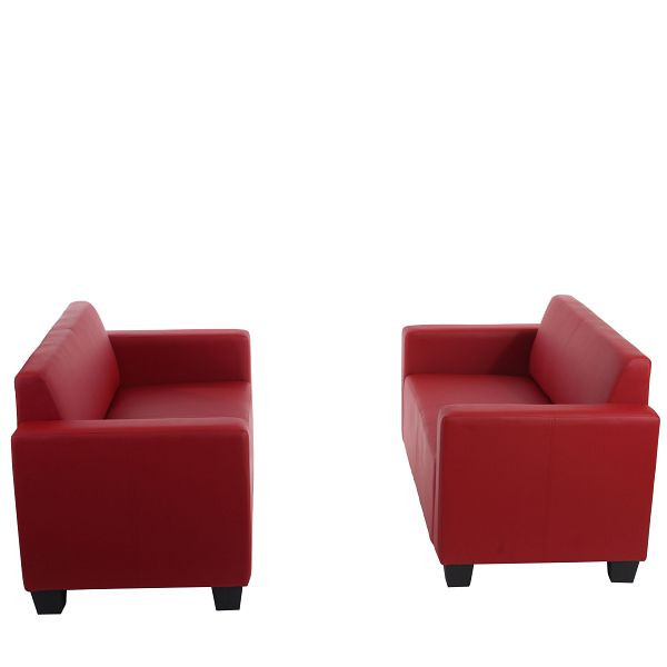 Mendler Sofa-Garnitur Couch-Garnitur 2x 2er Sofa Lyon Kunstleder, rot, 2x27058+2x27059