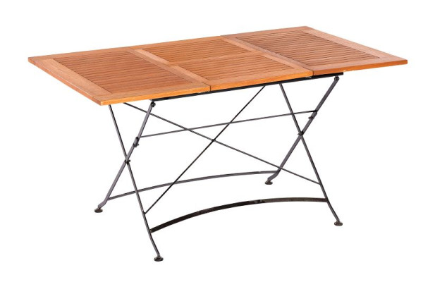 Merxx Schlossgarten Klappausziehtisch, 100 (150) x 90 cm, Flachstahl mit FSC Eukalyptusbelattung, 24247-217