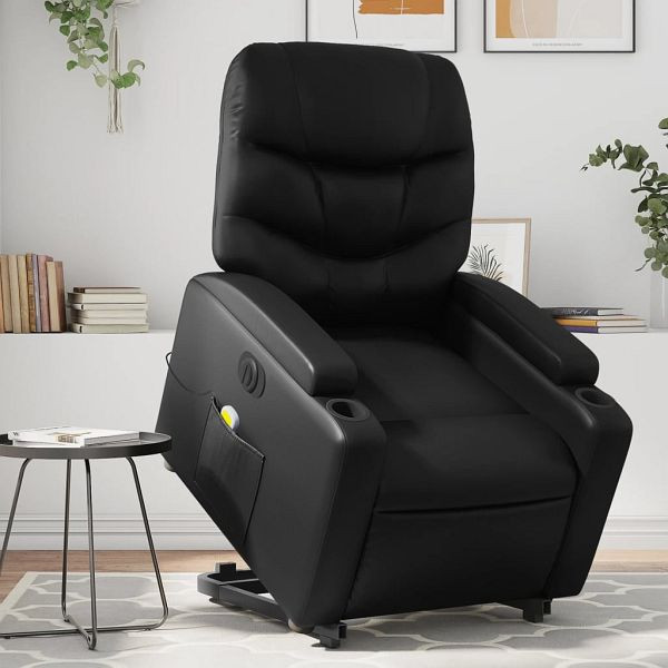 vidaXL Massagesessel mit Aufstehhilfe Elektrisch Schwarz Kunstleder, 3204679