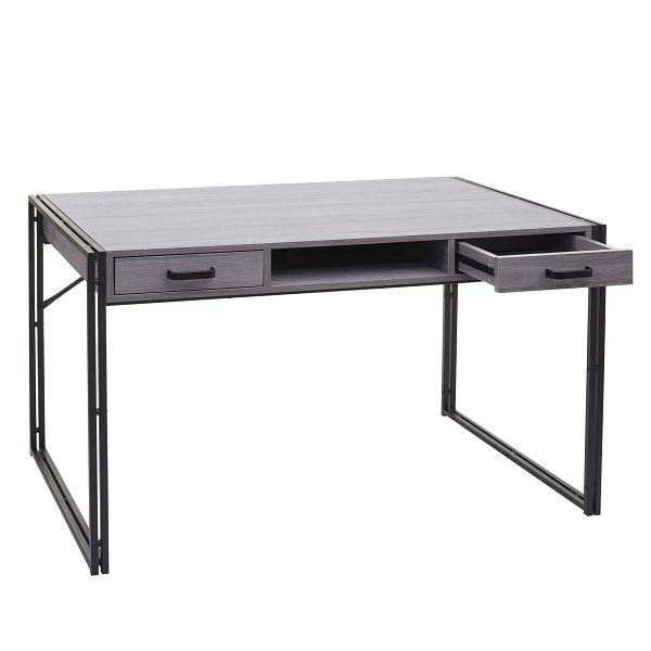 Mendler Schreibtisch HWC-A27, Bürotisch Computertisch, 122x70cm 3D-Struktur, grau, 63029+63030