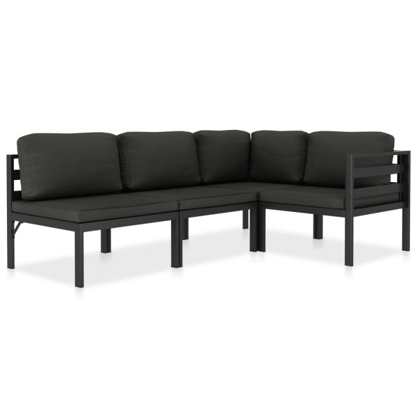 vidaXL 4-tlg. Garten-Lounge-Set mit Kissen Aluminium Anthrazit, 49231