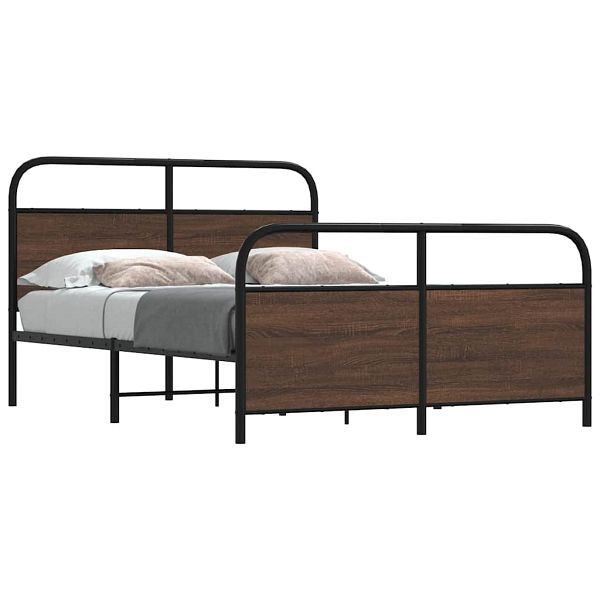 vidaXL Metallbett ohne Matratze Braun Eichen-Optik 140x200 cm, 3318662