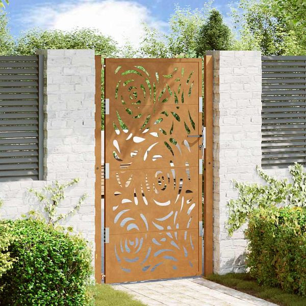 vidaXL Gartentor 105x180 cm Wetterfester Stahl Flammen-Design, 4100997