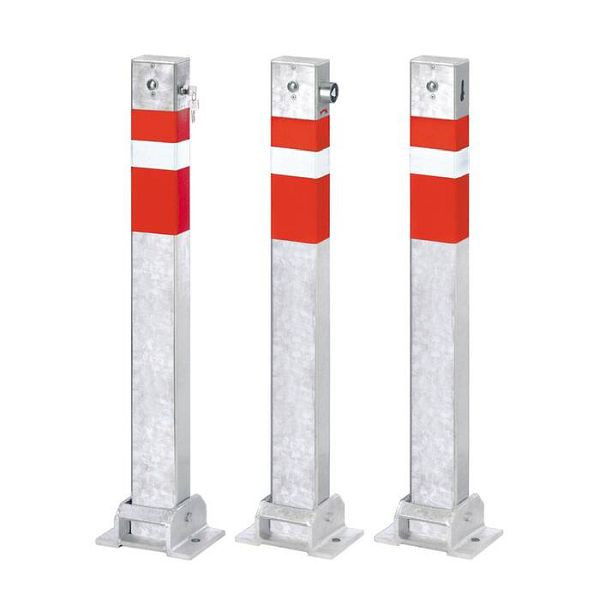 Stein HGS Absperrpfosten -Steel Line-, umlegbar, mit Feuerwehrverschluss, inkl. 1 Dreikantschlüssel DIN 3222, mit 1 Öse, 14216-01