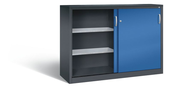 C+P Schiebetürenschrank Acurado, H1200xB1600xT500mm, Farbe: Schwarzgrau / Enzianblau, Bügelgriff, 2157-09 S10031
