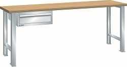 LISTA Werkbank 27x36E (BxTxH) 1500x750x840mm Multiplex KEY Lock, Lichtgrau, 1 Schublade, 40.934.020