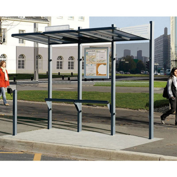 Stein HGS Wartehalle -Time-, beleuchteter Schaukasten links und Seitenverglasung rechts, RAL 3020 verkehrsrot, 22287-02