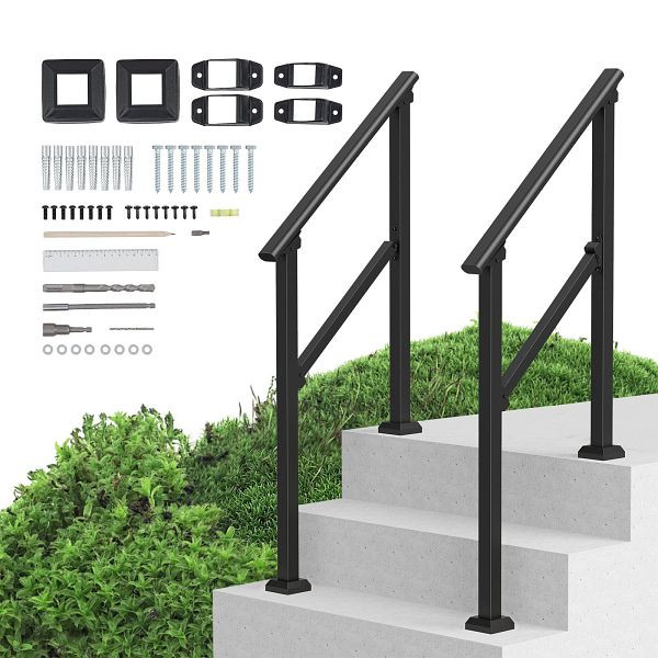VEVOR 2x Geländer Treppengeländer mit Querstab Handlauf Brüstung 103cm 2 Stufen, FGDHGZLSLZFS730X7V0