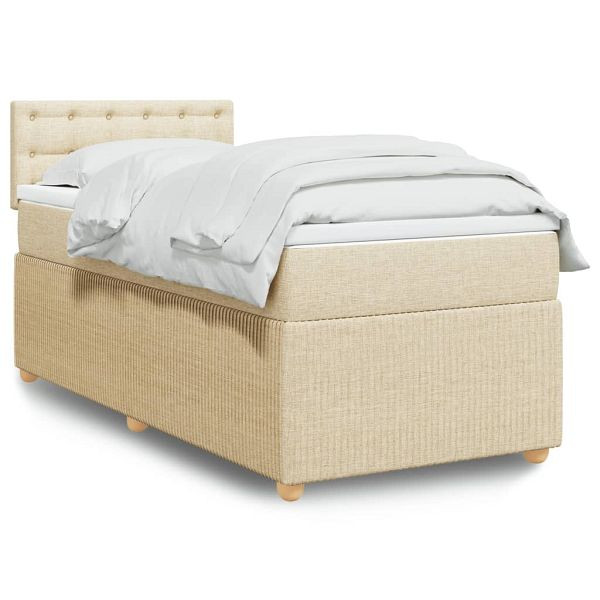 vidaXL Boxspringbett mit Matratze Creme 90x190 cm Stoff, 3287330