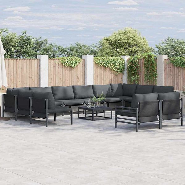 vidaXL Garten-Sofa-Set 13-teilig Anthrazit Stahl, 3379027