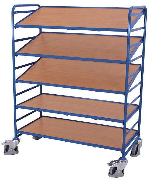 VARIOfit Eurokastenwagen mit 5 Holzböden, Ladefläche: 1.240 x 610 mm, RAL 5010 enzianblau, sw-610.301