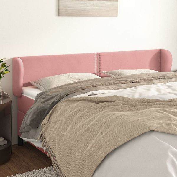 vidaXL Kopfteil mit Ohren Rosa 183x23x78/88 cm Samt, 3117069