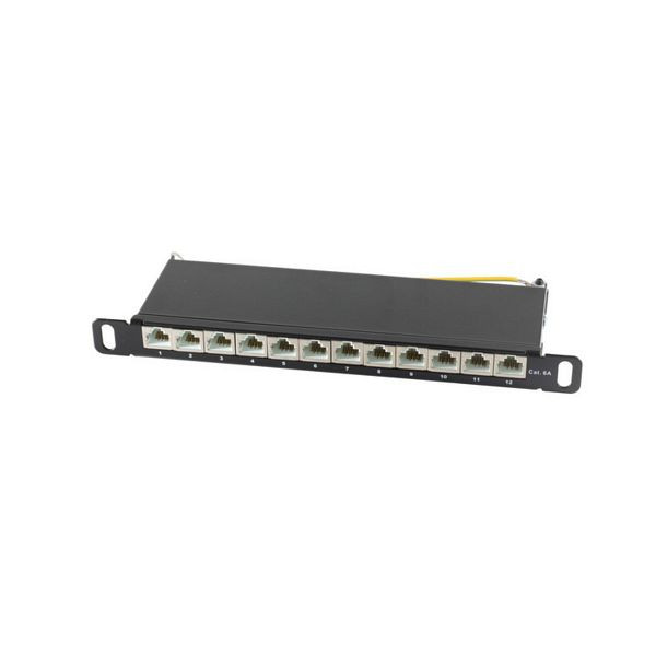 S-Conn Slim Patchpanel cat6A, 12 Port 0,5HE, 10”, 08-67051
