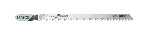 Bosch Stichsägeblatt T 301 CD Clean for Wood, 5er-Pack, VE: 10 Stück, 2608637590