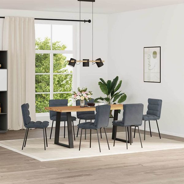 vidaXL Esszimmerstühle 6 Stk. Dunkelgrau Samt, 3315653, 8721158570987