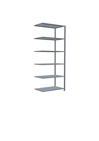 Schulte Anbauregal, Steckregal MULTIplus330, 2500 x 1000 x 600 mm, 6 Fachböden, Kreuzstrebe, verzinkt, 13966