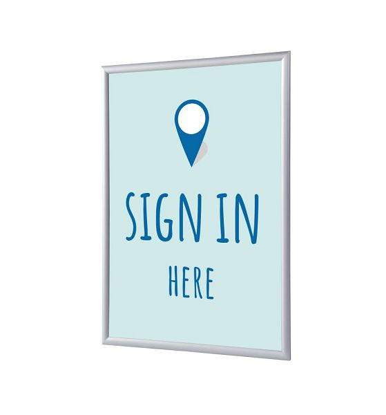 Showdown Displays Klapprahmen A4 Komplettset Hier Anmelden Blau Englisch, KRA4G25LPPI452