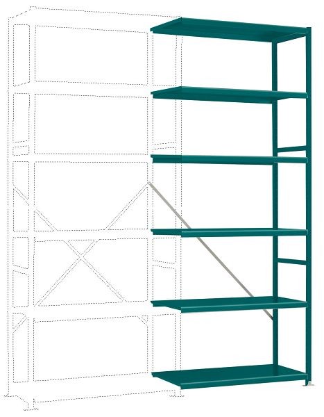 Manuflex Fachboden-Steckregal Color Anbauregal mit 6 Stahlböden, HxBxT = 2500 x 1000 x 300 mm, wasserblau, RP1351.5021
