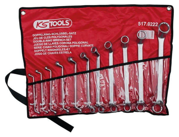 KS Tools Doppel-Ringschlüssel-Satz, gekröpft, 11-teilig 6-32mm, 517.0222
