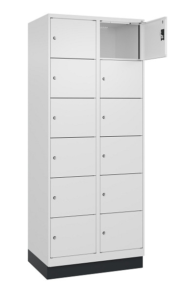 C+P Schließfachschrank Evolo PLUS, mit Sockel, 12 Fächer, 1950x800x500mm, 9016/9, 049020-226 S10020