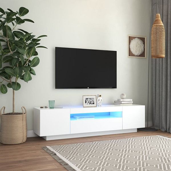 vidaXL TV-Schrank mit LED-Leuchten Weiß 160x35x40 cm, 804427