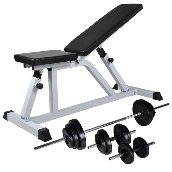 vidaXL Hantelbank mit Langhantel und Kurzhantel Set 30,5 kg, 275350