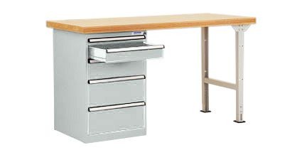 Manuflex Werkbanksystem COMBI Modell 1 mit massiver Bucheplatte, BxTxH = 1500 x 700 x 840 mm, Lichtgrau, TP5087.7035
