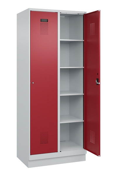 C+P Wäsche-Spind Evolo PLUS, mit Sockel, 2 Abteile, 1950x800x500mm, 7035/3003, Verschluss Zylinderschloss, Ablageböden 8, 049020-22B S10031