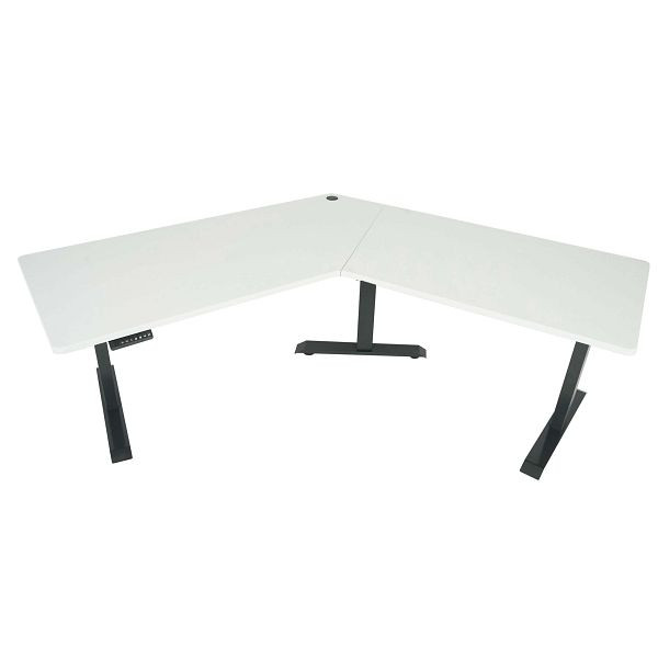 Mendler Schreibtisch HWC-D40, Computertisch, 120° elektrisch höhenverstellbar, weiß, anthrazit-grau, 75762+75761