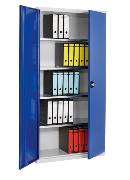 Kappes Systemschrank Serie 400 RAL 7035/5010, H1950 x B1000 x T410 mm, Vollblechtüren, 4 Fachböden verzinkt, 1250.01.1016